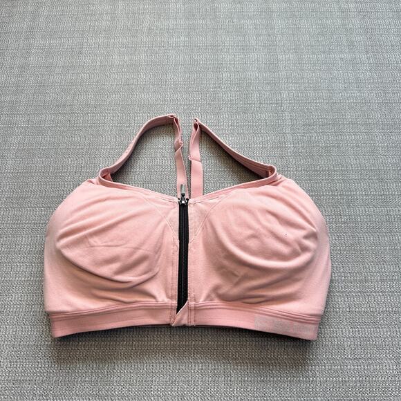 Victorias Sport Pink Front Close Zip Racerback Sports Bra 32DD High Support Gym - Picture 1 of 7